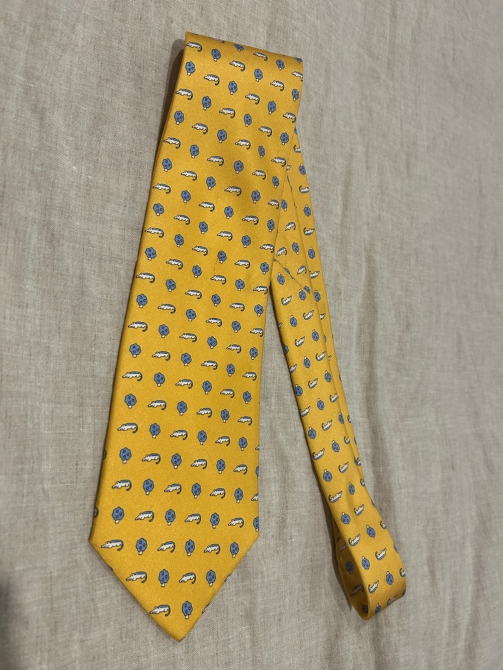 Les Copains Yellow Silk Tie with Blue Motif